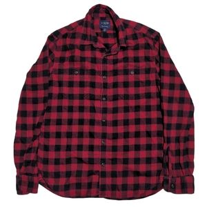 J Crew Mens M Long Sleeve Button Up Lumberjack Plaid Flannel Shirt EUC